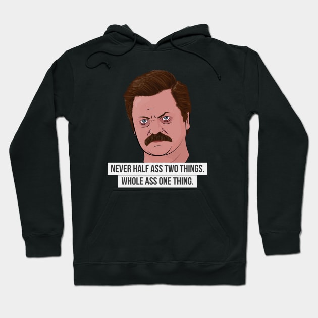 Ron Swanson - Whole Ass Hoodie by BluPenguin